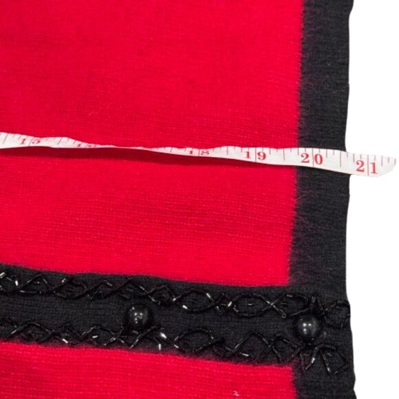Rosanna Red Black Beaded Collar Lambswool Angora Glamorous Downtown Cardigan L - Picture 10 of 12